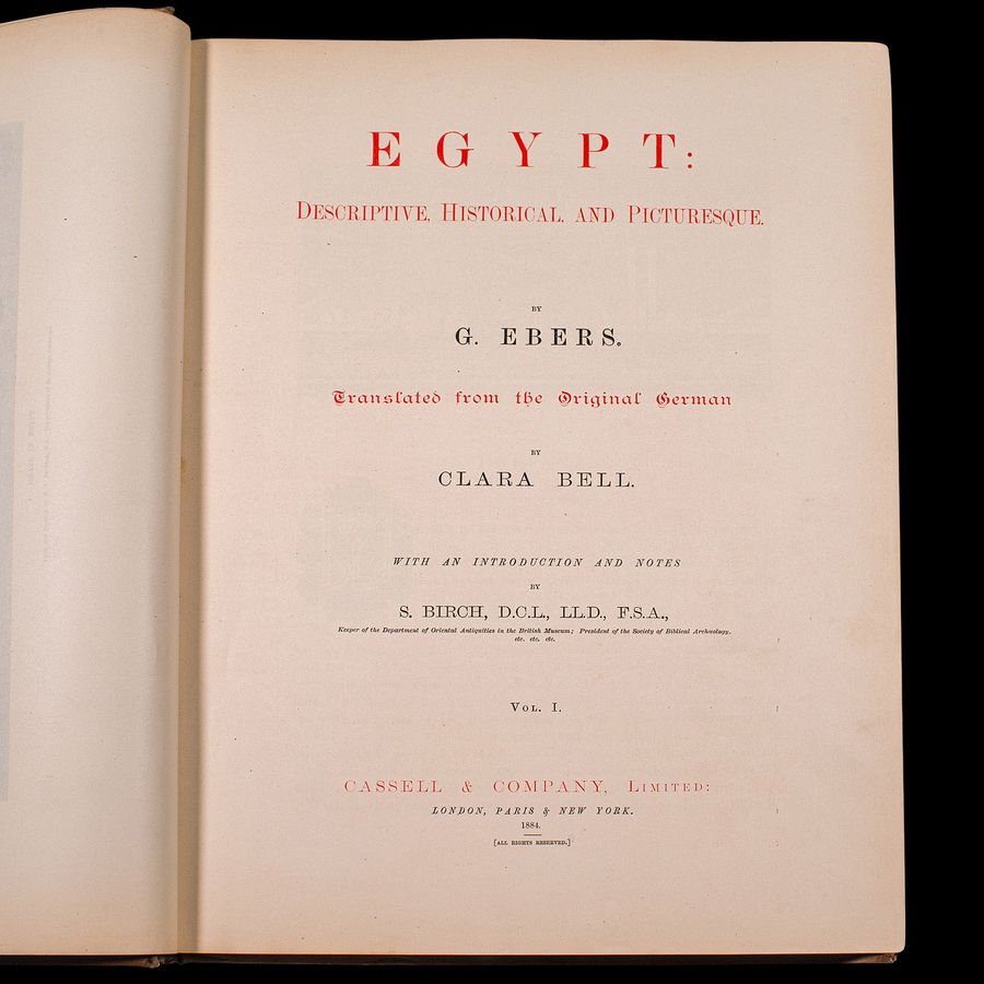 Antique 2 Large Vols Antique Reference Book, Egypt - Historical and Picturesque, English