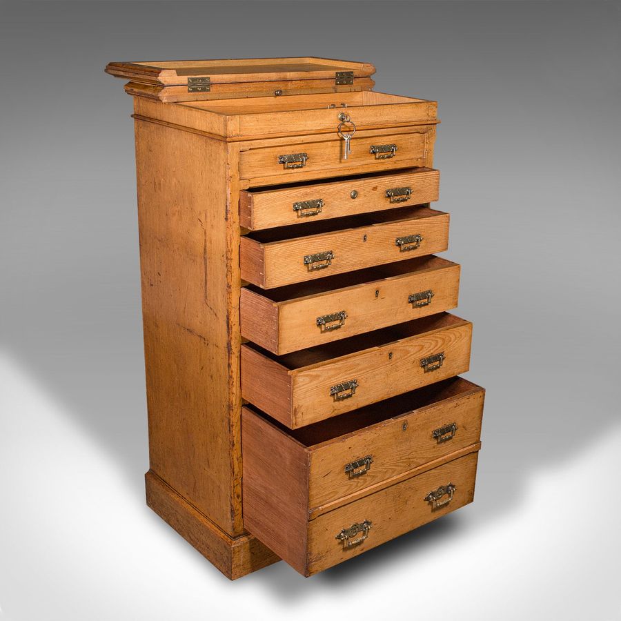 Antique Antique Banker's Chest of Drawers, English, Oak, Tallboy, Maple & Co, Victorian