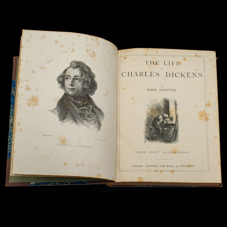Antique Antique Book, The Life of Charles Dickens, Biography, English, Victorian, C.1880