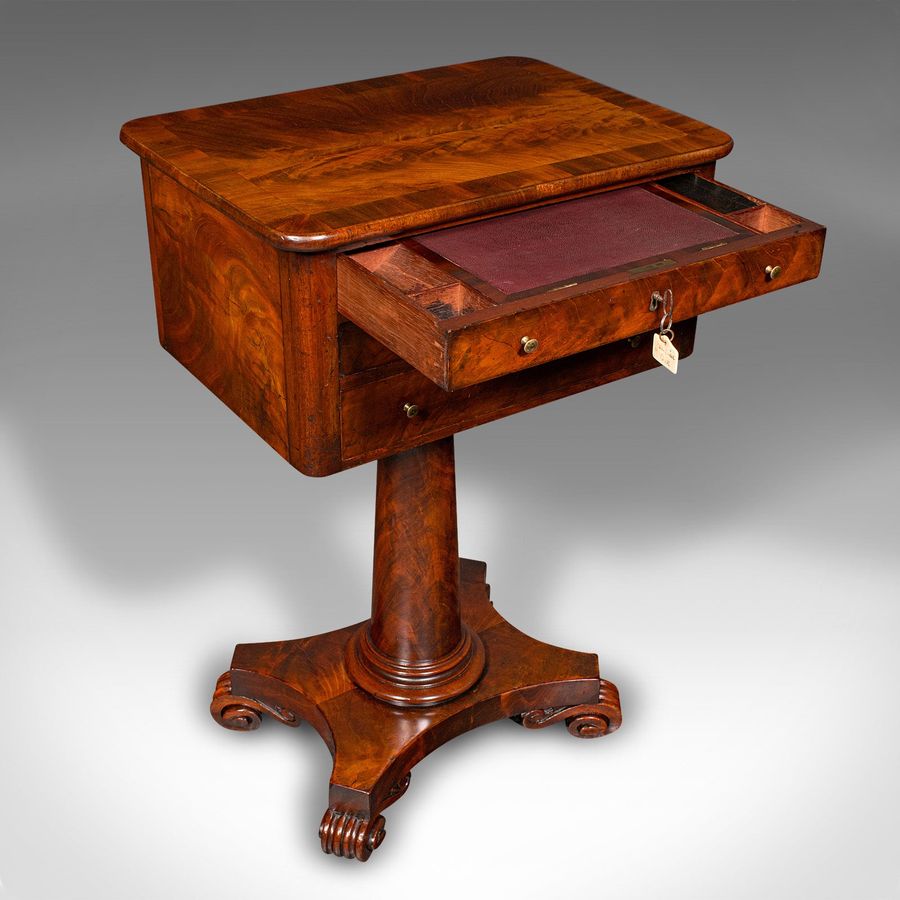 Antique Small Antique Ladies Correspondence Table, English, Flame, Writing, William IV