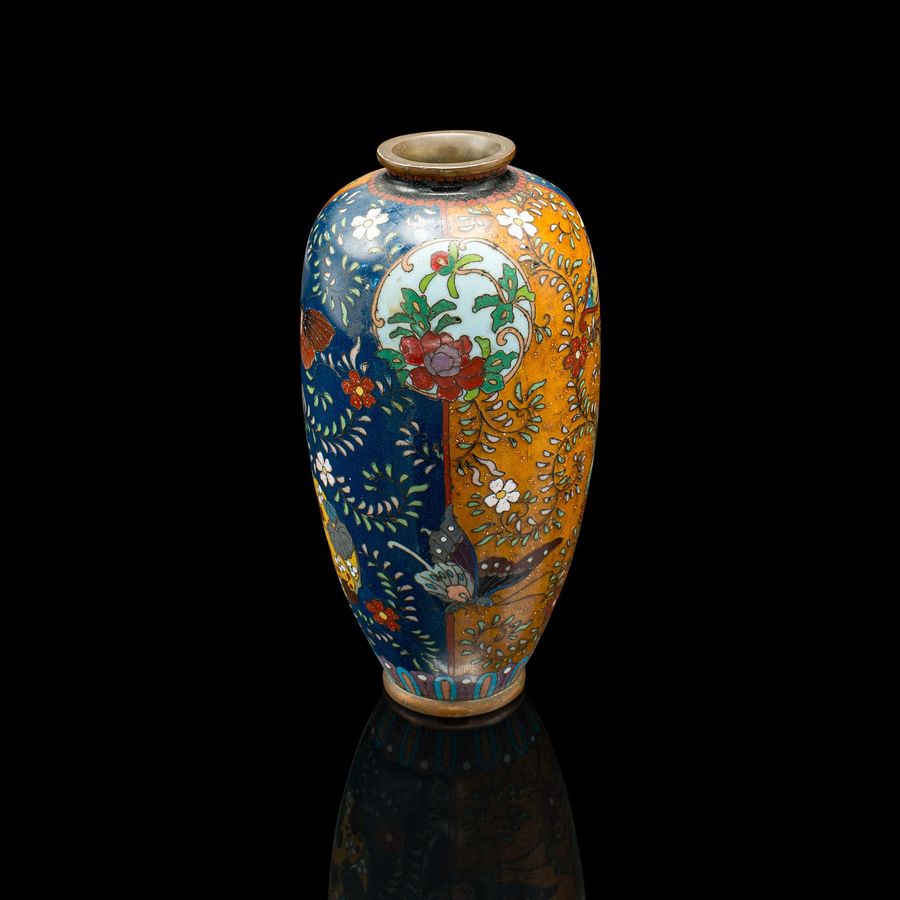 Small Antique Meiji Posy Vase, Japanese, Nagoya Cloisonne Urn, Victorian, C.1900