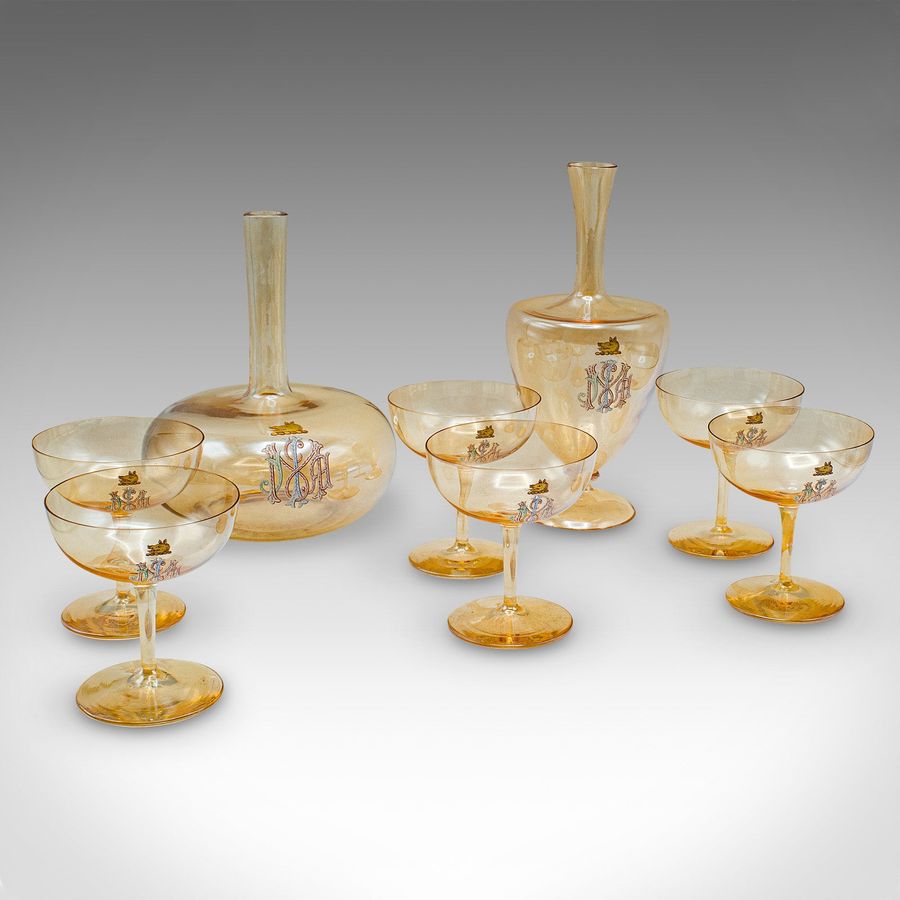 Antique Antique Summer Garden Party Service, Austrian, Glass, Tableware Set, Victorian