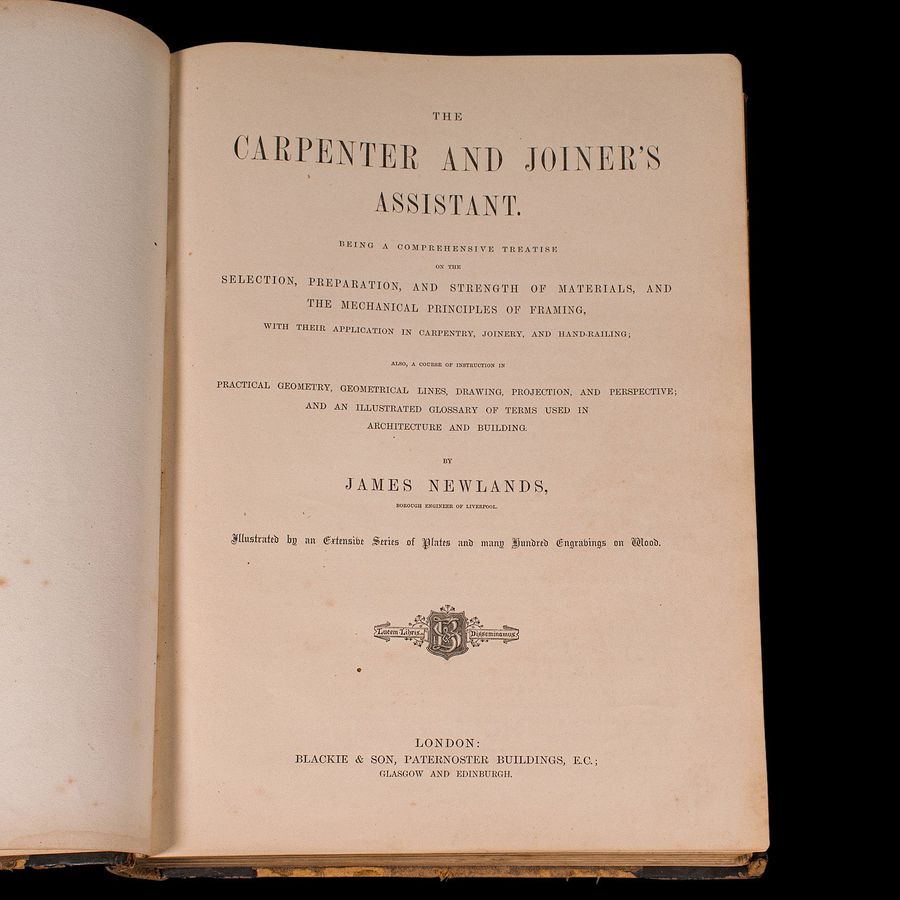 Antique Antique Book, Carpenter and Joiner's Assistant, Architecture, Design, Victorian