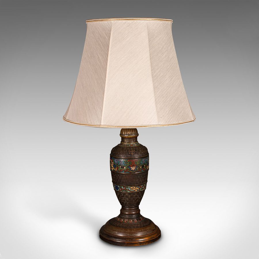 Antique Antique Cloisonne Lamp, Japanese, Bronze, Table Light, Victorian, Meiji, C.1850