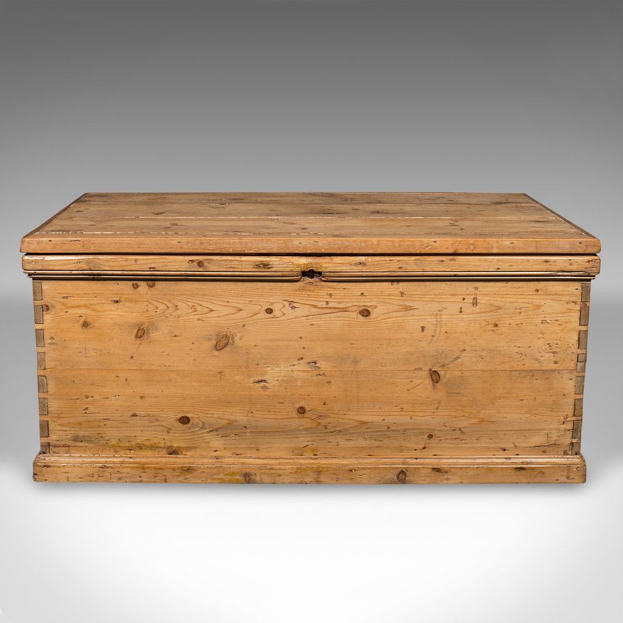 Antique Antique Work Chest, English, Pine, Tool Trunk, Candlebox, Victorian, Circa 1900