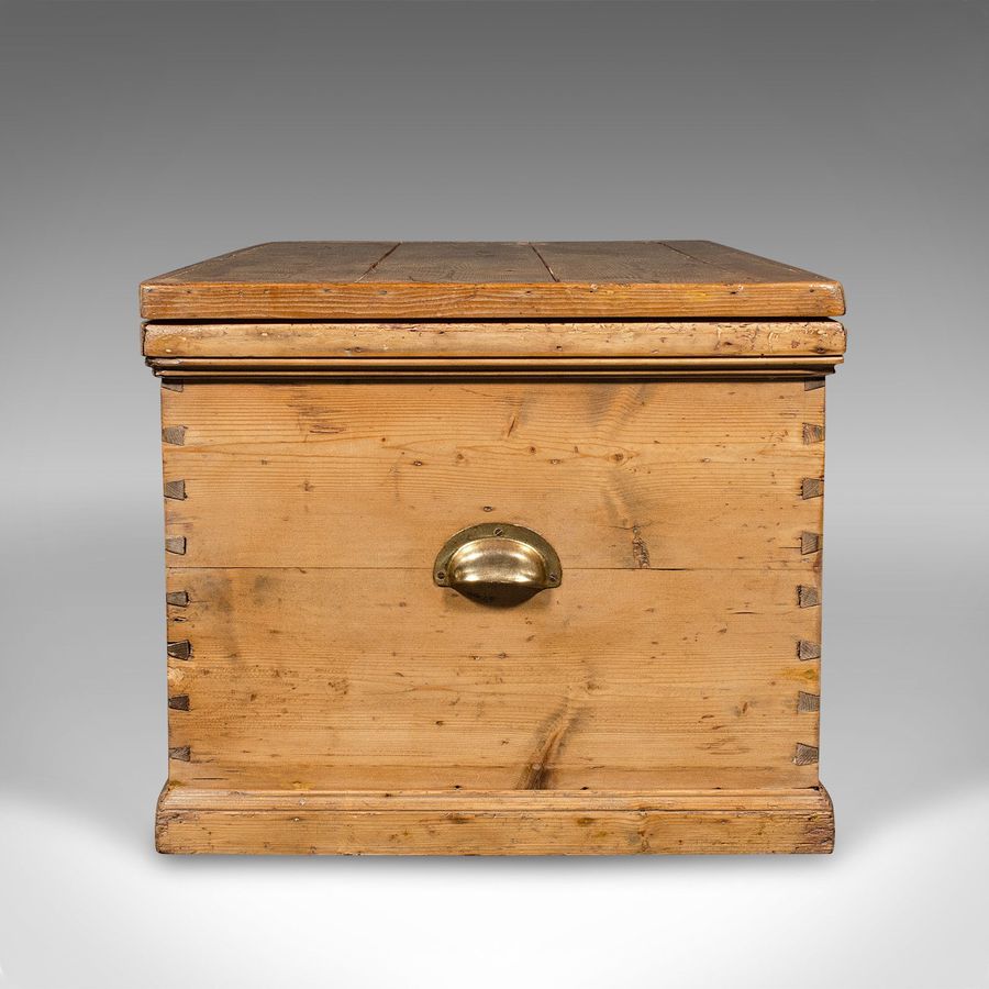 Antique Antique Work Chest, English, Pine, Tool Trunk, Candlebox, Victorian, Circa 1900