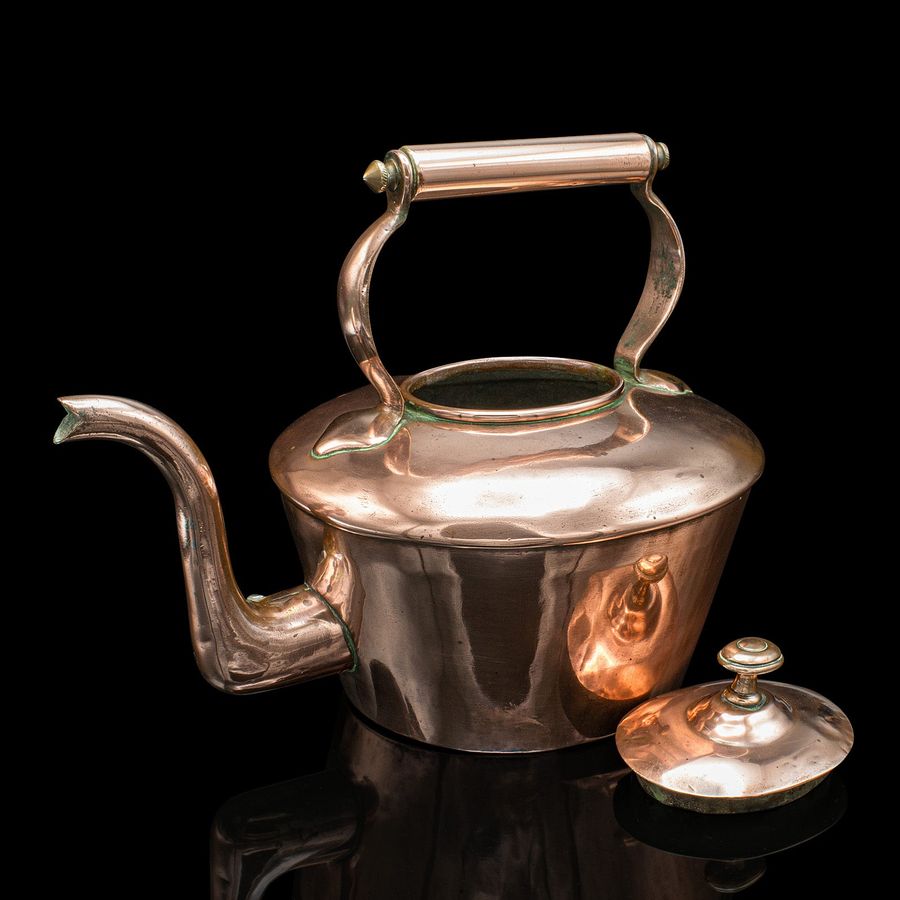 Antique Antique Scullery Kettle, English, Copper, Stovetop Teapot, Victorian, Circa 1870