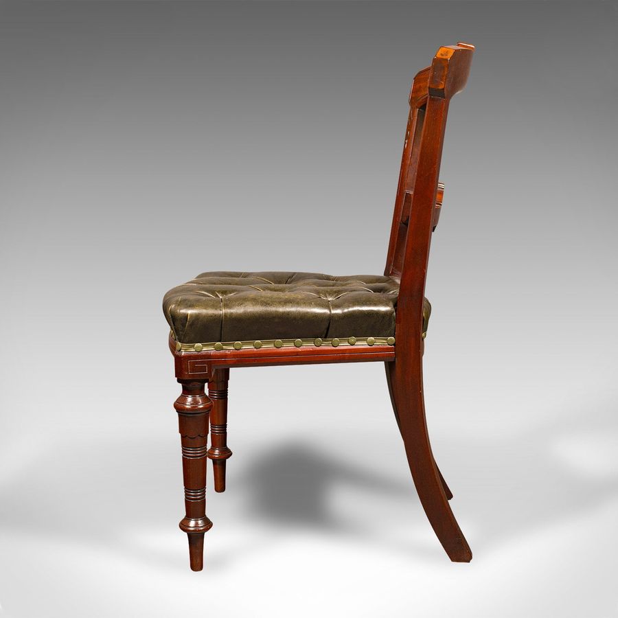 Antique Set of 8 Antique Dining Chairs, English, Walnut, Leather, Victorian, Circa 1870