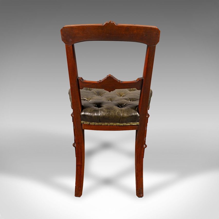 Antique Set of 8 Antique Dining Chairs, English, Walnut, Leather, Victorian, Circa 1870