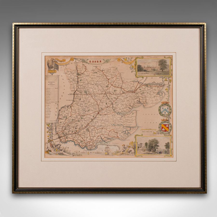 Antique Antique County Map, Essex, English, Framed, Cartographic Interest, Victorian