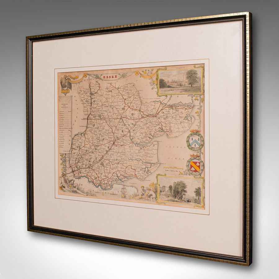 Antique Antique County Map, Essex, English, Framed, Cartographic Interest, Victorian