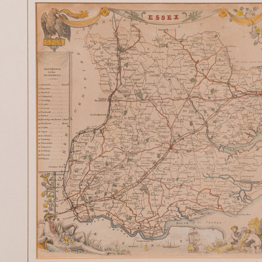 Antique Antique County Map, Essex, English, Framed, Cartographic Interest, Victorian