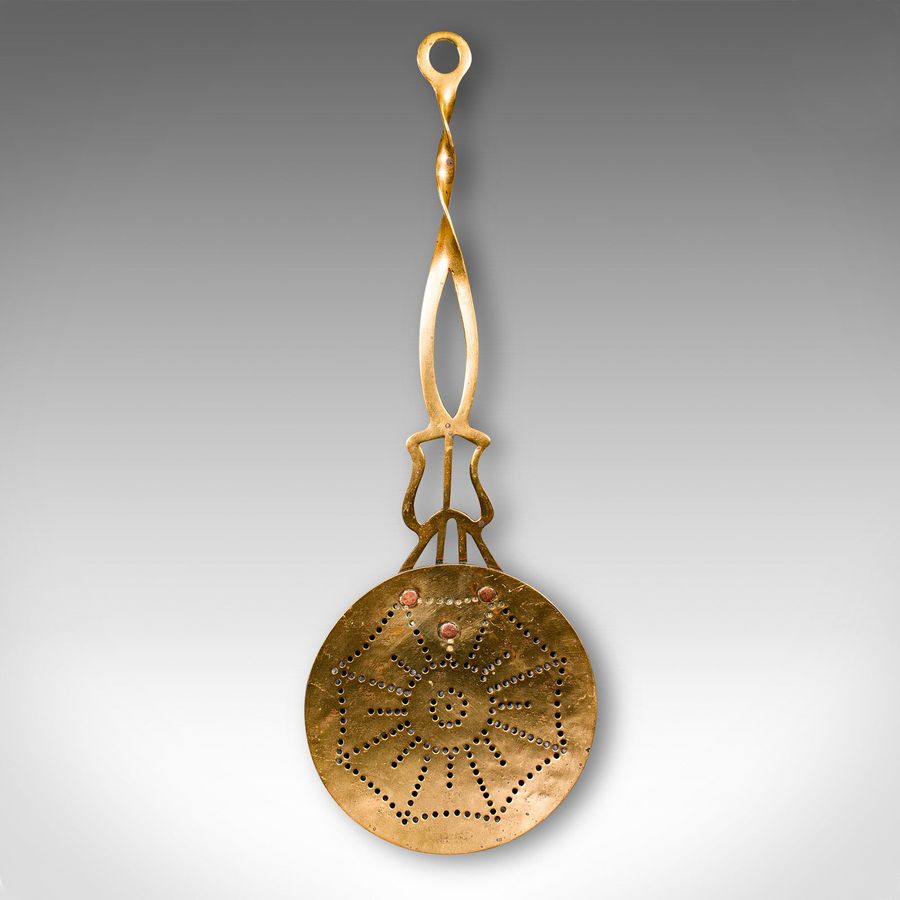 Antique Antique West Country Cream Skimmer, English, Brass, Milk Stirrer, Georgian, 1800