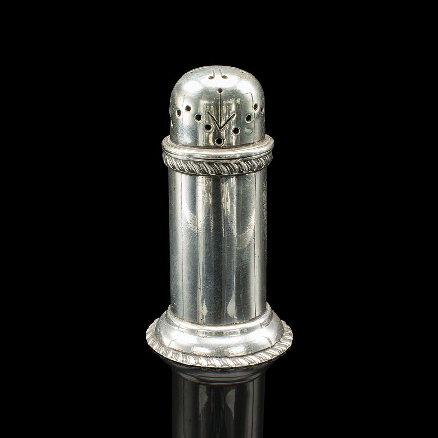 Antique Antique Pepper Shaker, English, Sterling Silver, Edwardian, Hallmark, Dated 1908