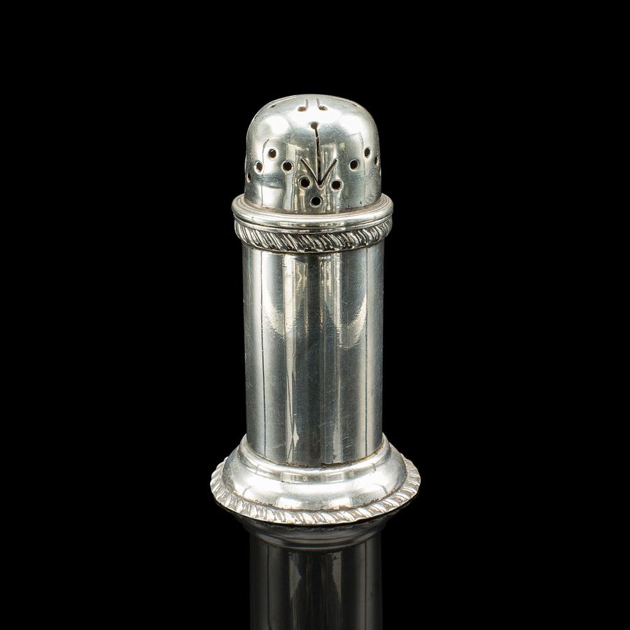 Antique Antique Pepper Shaker, English, Sterling Silver, Edwardian, Hallmark, Dated 1908