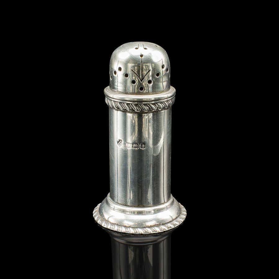 Antique Antique Pepper Shaker, English, Sterling Silver, Edwardian, Hallmark, Dated 1908