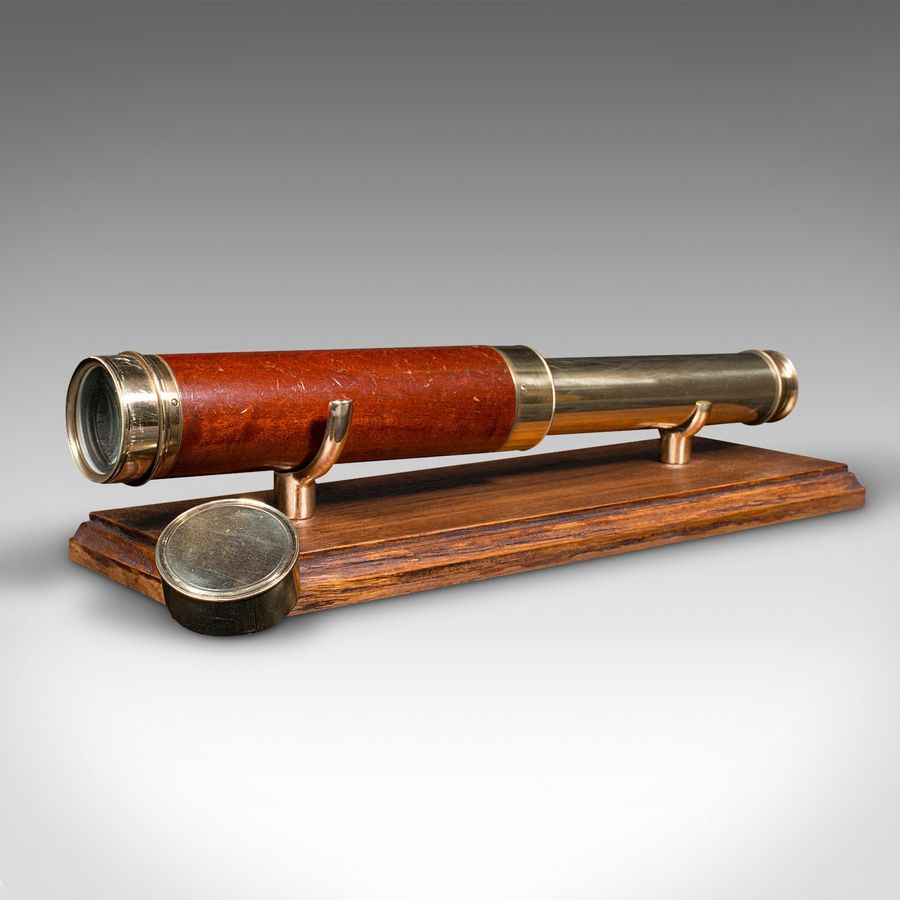 Antique 3 Draw Telescope, English, Fruitwood, Brass, Henry Hughes, Victorian
