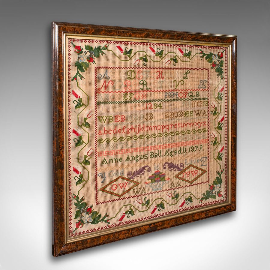 Antique Large Antique School Sampler, English, Needlepoint, Political Poster, Victorian