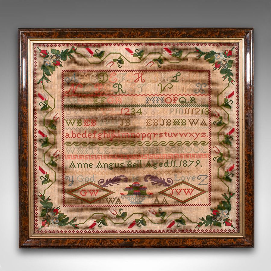 Antique Large Antique School Sampler, English, Needlepoint, Political Poster, Victorian