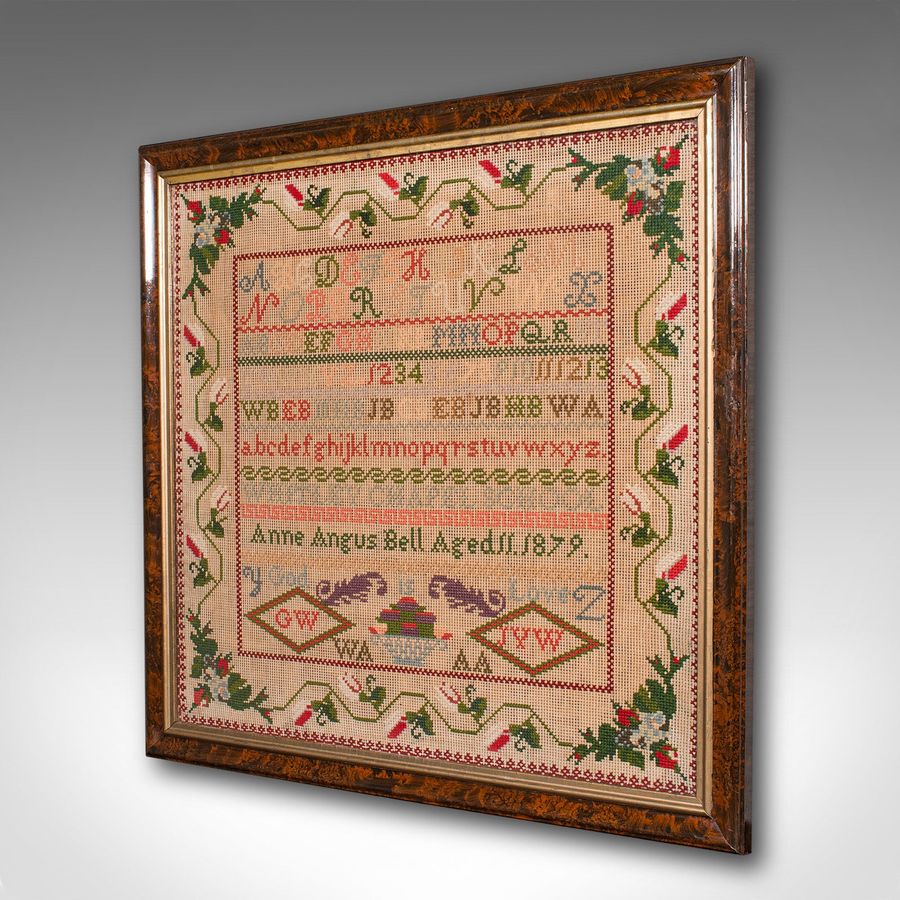 Antique Large Antique School Sampler, English, Needlepoint, Political Poster, Victorian