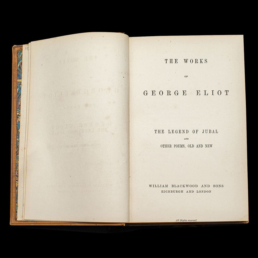 Antique Antique Legend of Jubal, George Eliot, English, Bound, Poetry Book, Victorian