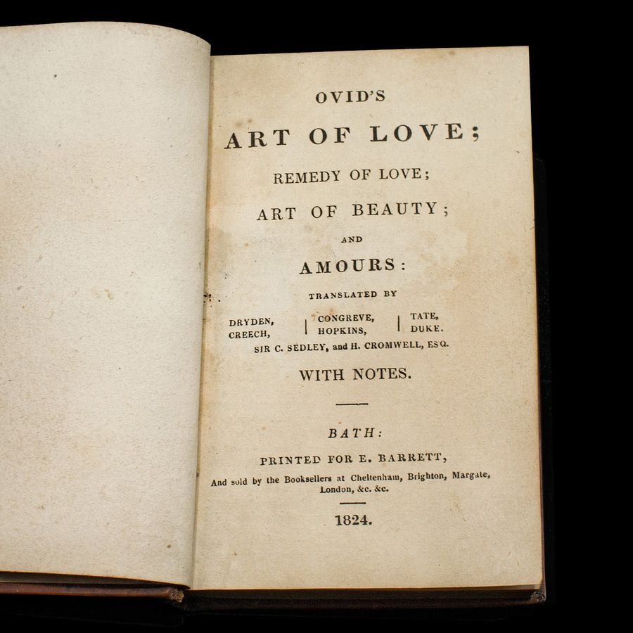 Antique Antique Book, Ovid's Art of Love, English, Roman Period, Bound, Regency, C.1824