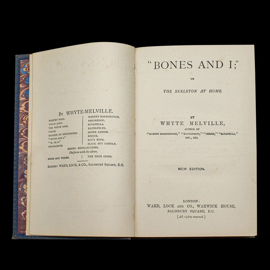 Antique Antique Book, Bones and I, Whyte-Melville, English, Novel, Victorian, Circa 1880