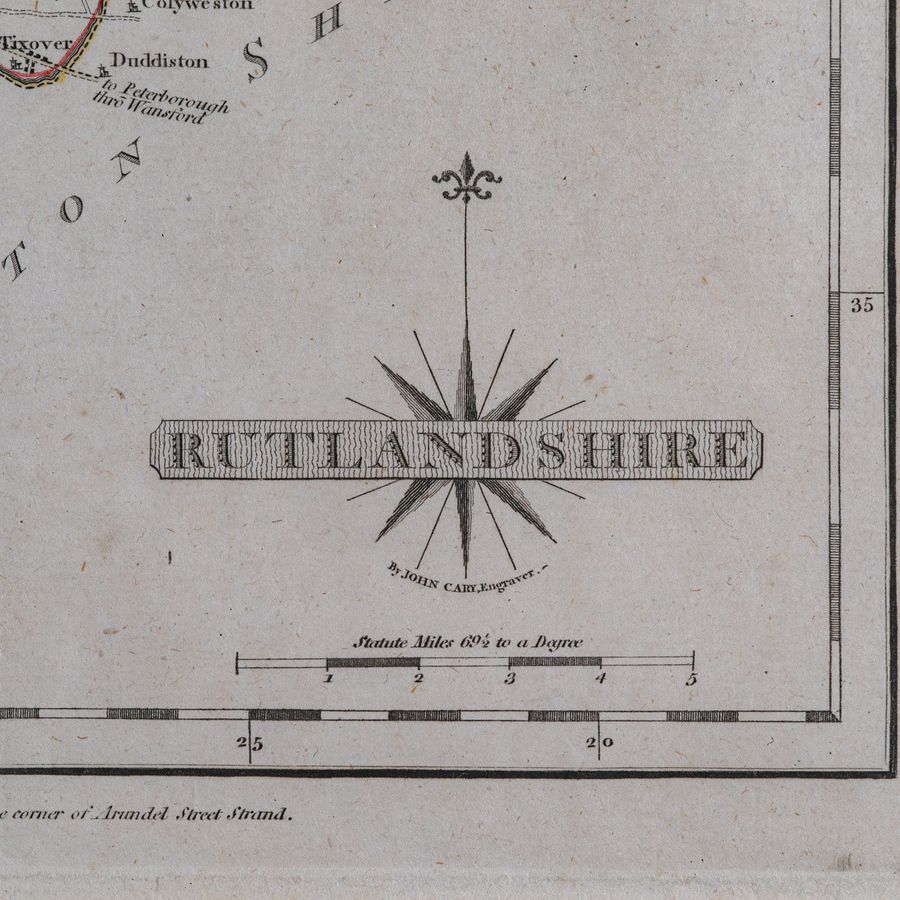 Antique Antique County Map, Rutlandshire, Framed Atlas Cartography, John Cary, Georgian