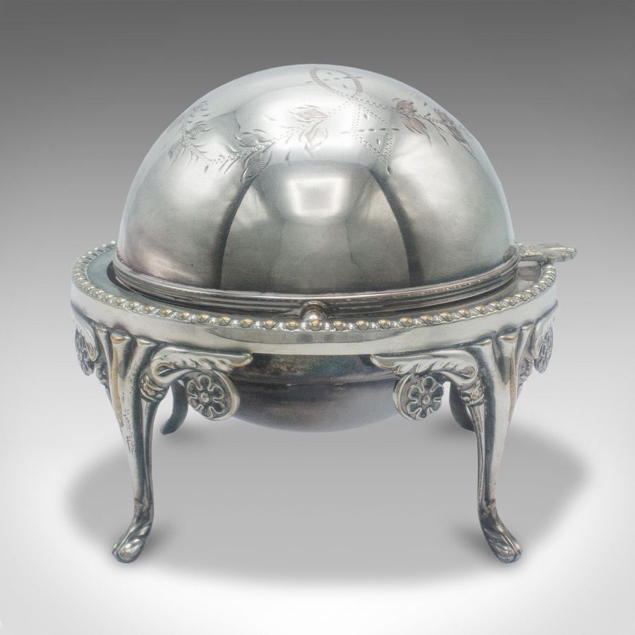 Antique Antique Caviar Dome, English, Silver Plate, Glass, Serving Bowl, Edwardian, 1910