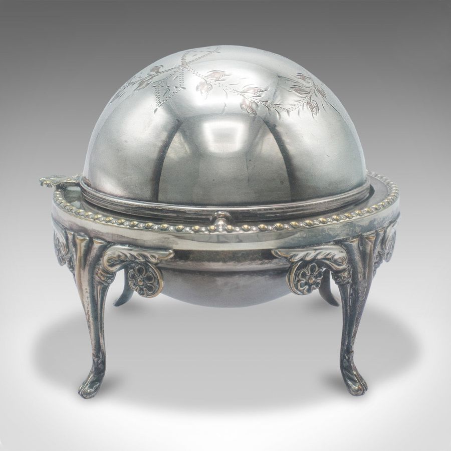 Antique Antique Caviar Dome, English, Silver Plate, Glass, Serving Bowl, Edwardian, 1910