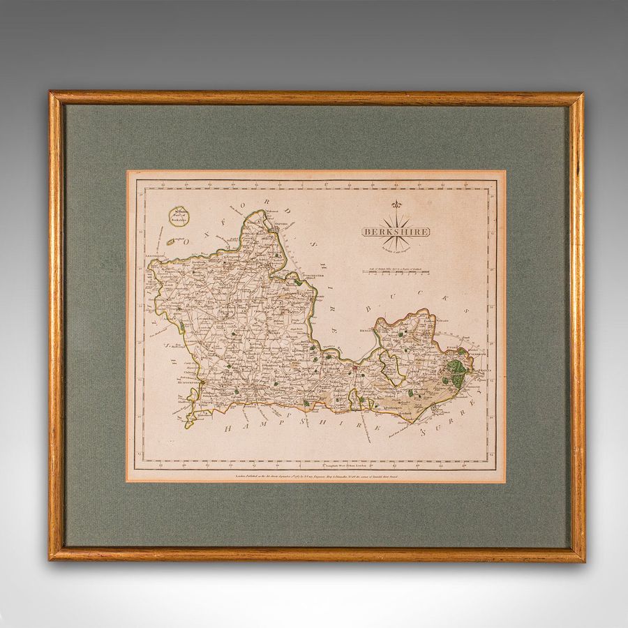 Antique Antique County Map, Berkshire, English, Framed, Cartography, John Cary, C.1790