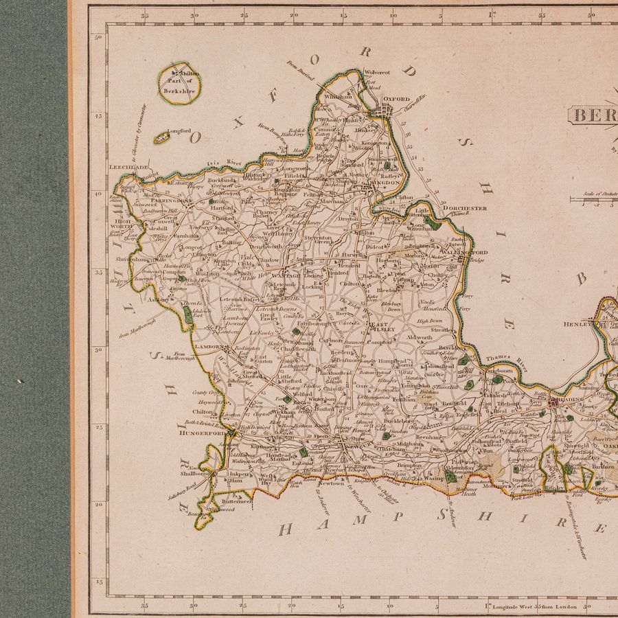 Antique Antique County Map, Berkshire, English, Framed, Cartography, John Cary, C.1790