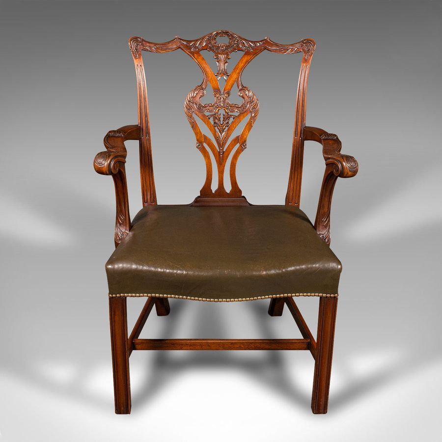 Antique Antique Gentleman's Drawing Room Armchair, English, Chippendale Taste, Victorian