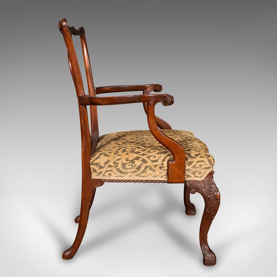 Antique Antique Drawing Room Armchair, English, Elbow Chair, Chippendale Revival, C.1900