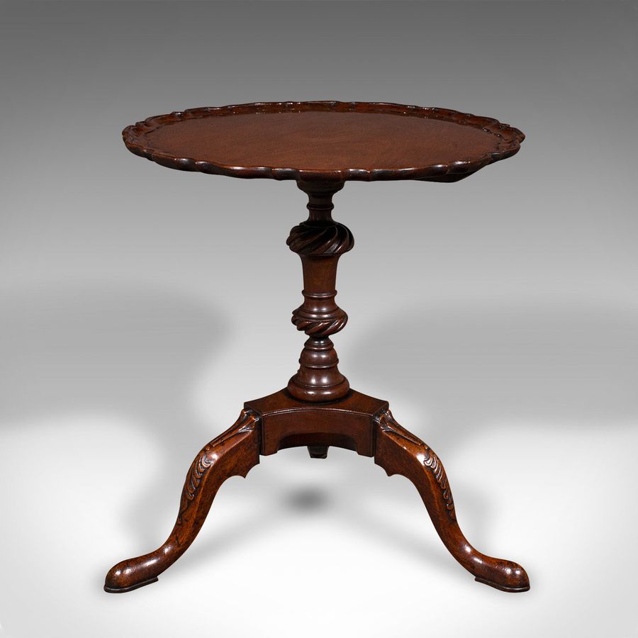 Antique Antique Pie Crust Side Table, English, Walnut, Wine, Lamp, Victorian, Circa 1850