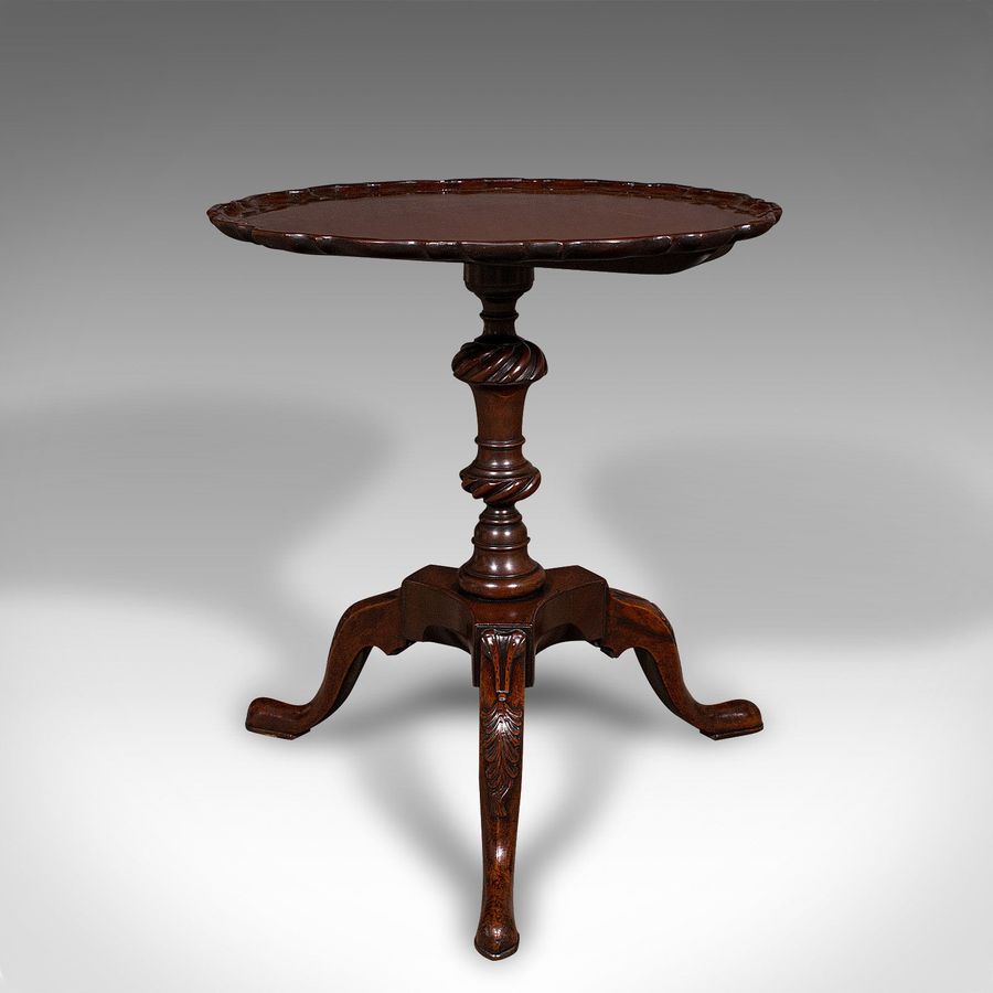 Antique Antique Pie Crust Side Table, English, Walnut, Wine, Lamp, Victorian, Circa 1850