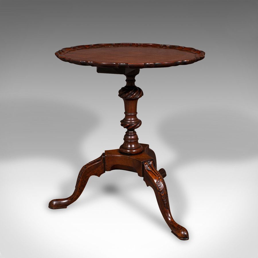 Antique Antique Pie Crust Side Table, English, Walnut, Wine, Lamp, Victorian, Circa 1850