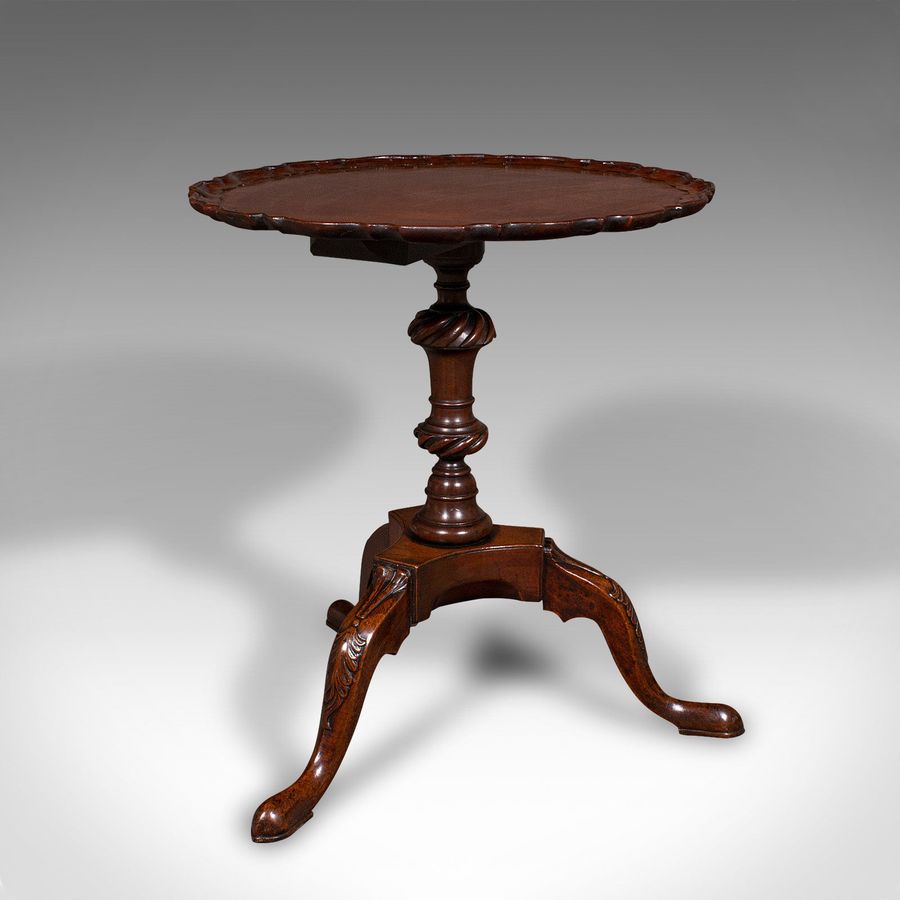 Antique Antique Pie Crust Side Table, English, Walnut, Wine, Lamp, Victorian, Circa 1850