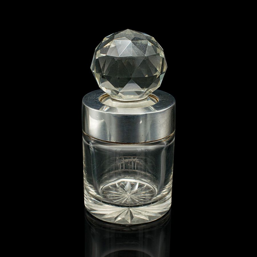 Antique Small Antique Scent Bottle, English, Glass, Silver, Perfume, Hallmark, Victorian