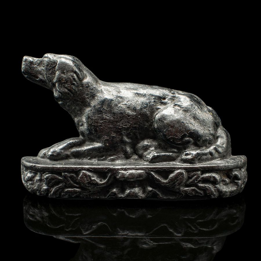 Antique Small Antique Dog Door Stop, English, Cast Iron, Keeper, Retriever, Edwardian