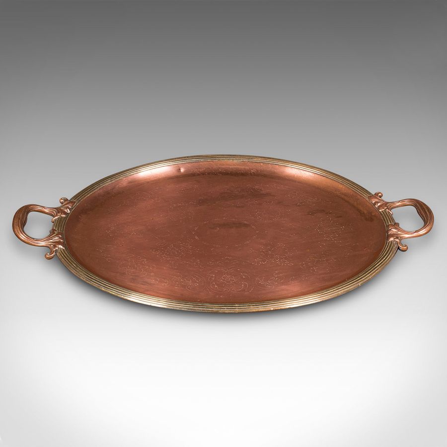 Antique Antique Presentation Tray, English, Copper, Bronze, Serving Platter, Victorian