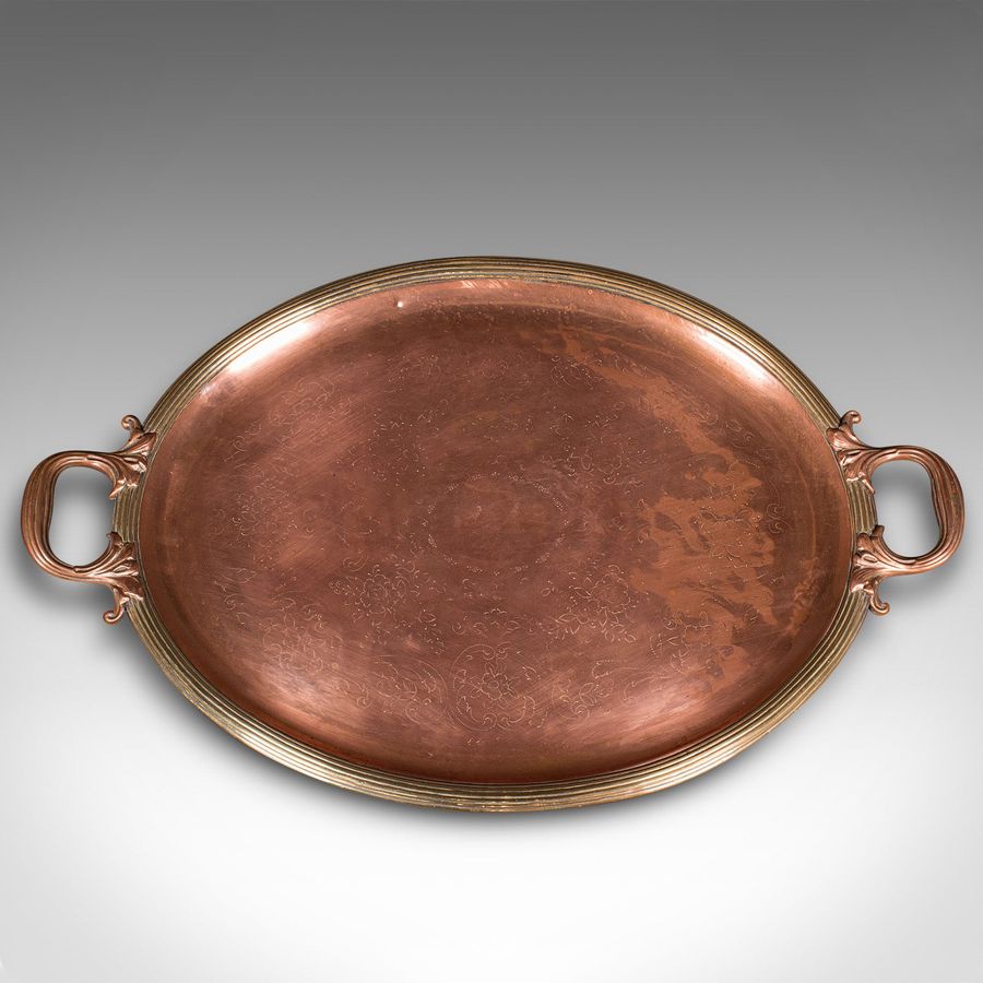 Antique Antique Presentation Tray, English, Copper, Bronze, Serving Platter, Victorian