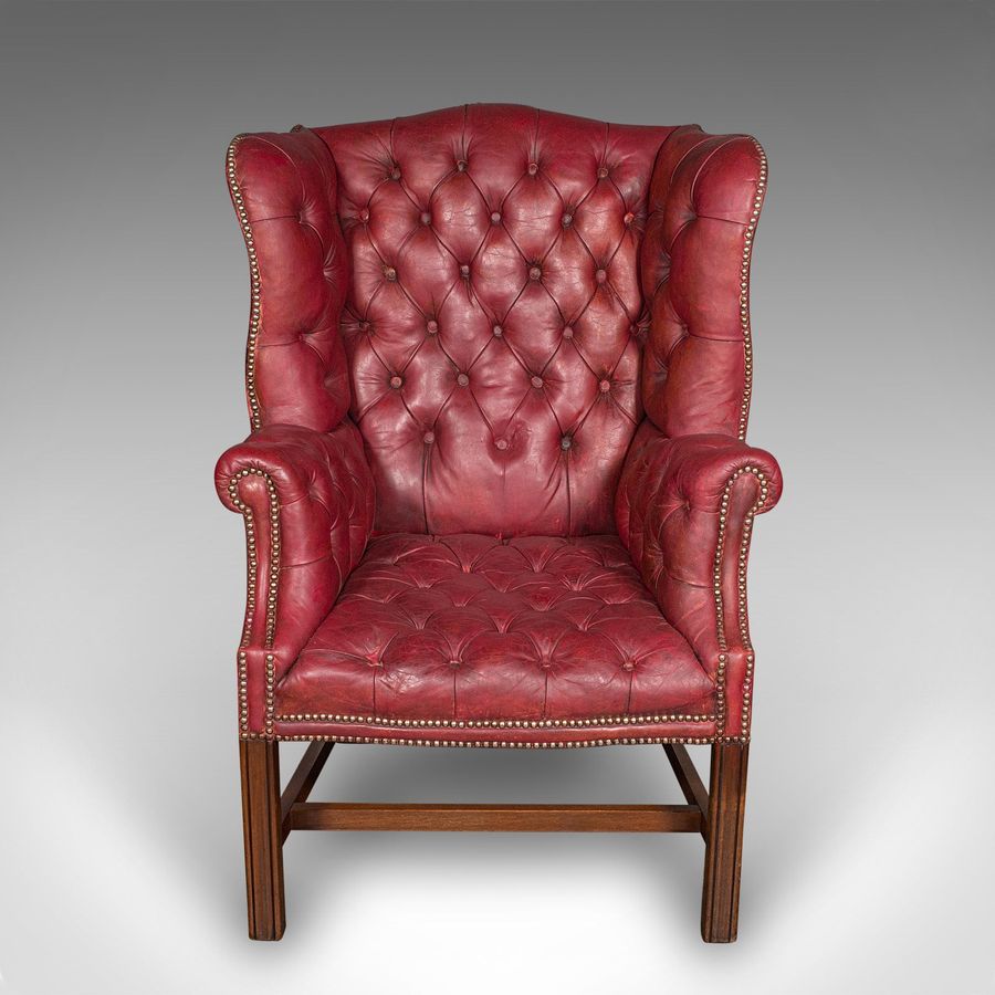 Antique Antique Fireside Wing Back Armchair, English, Leather, Lounge Chair, Edwardian