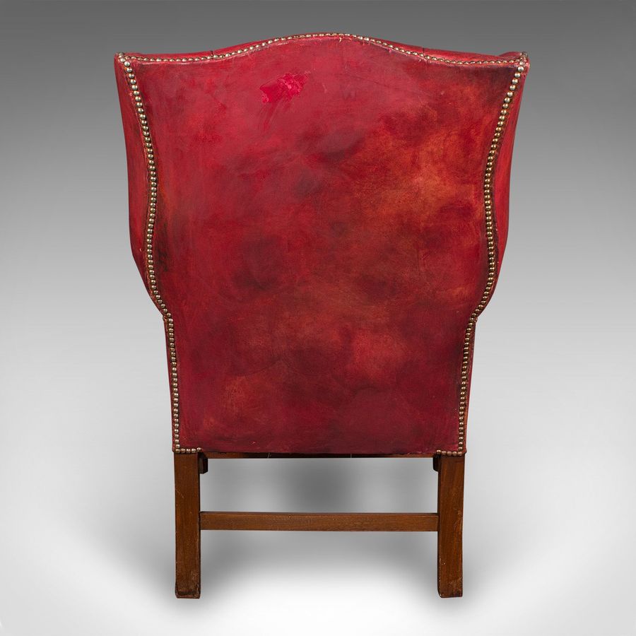 Antique Antique Fireside Wing Back Armchair, English, Leather, Lounge Chair, Edwardian