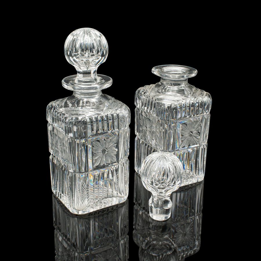 Antique Antique Decanter Service, English, Crystal Glass, Pair, Mappin & Webb, Edwardian