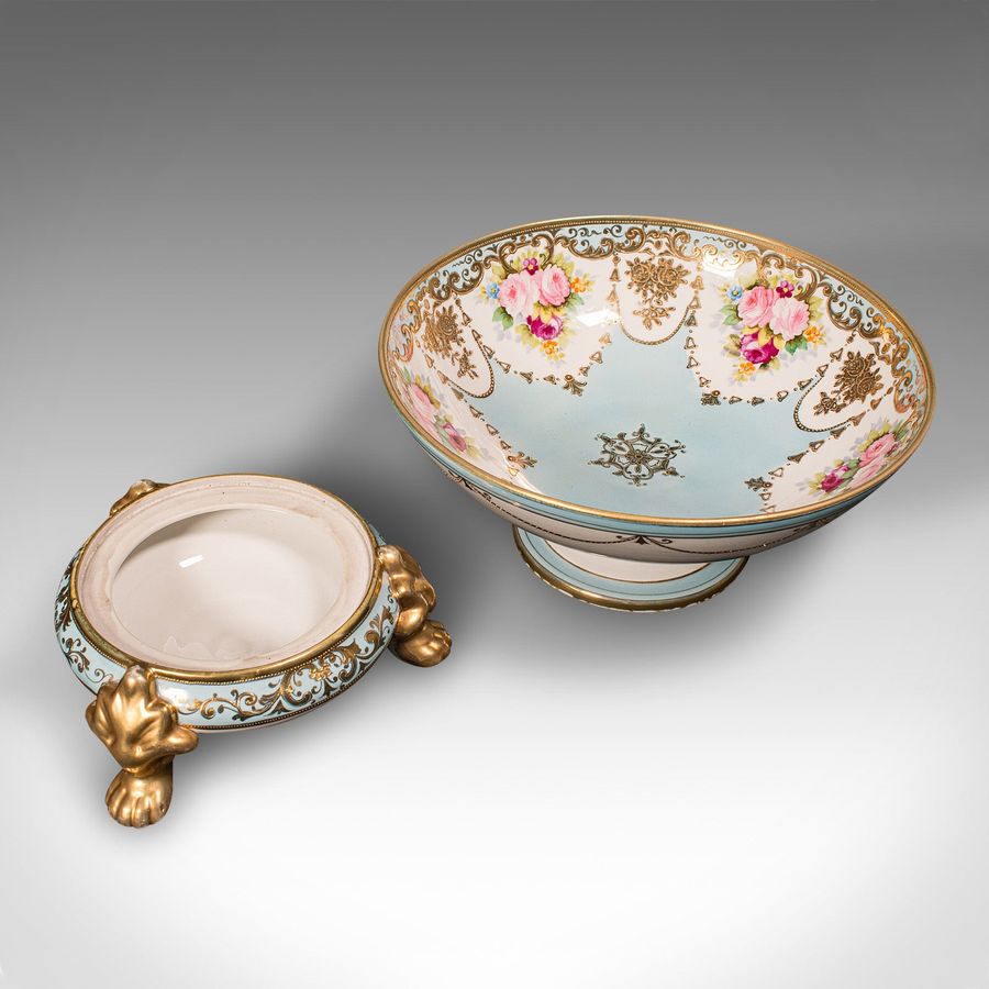 Antique Antique Decorative Footed Bowl, Japanese, Ceramic Serving Dish, Noritake, C.1920