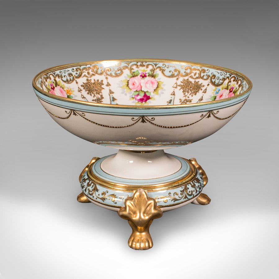 Antique Antique Decorative Footed Bowl, Japanese, Ceramic Serving Dish, Noritake, C.1920