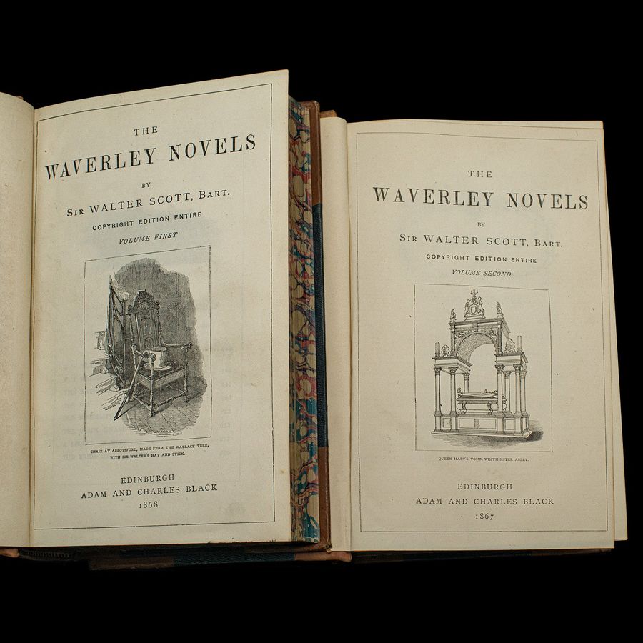 Antique Antique 4 Vols, Waverley Novels, Walter Scott, Scottish, Literary Set, Victorian