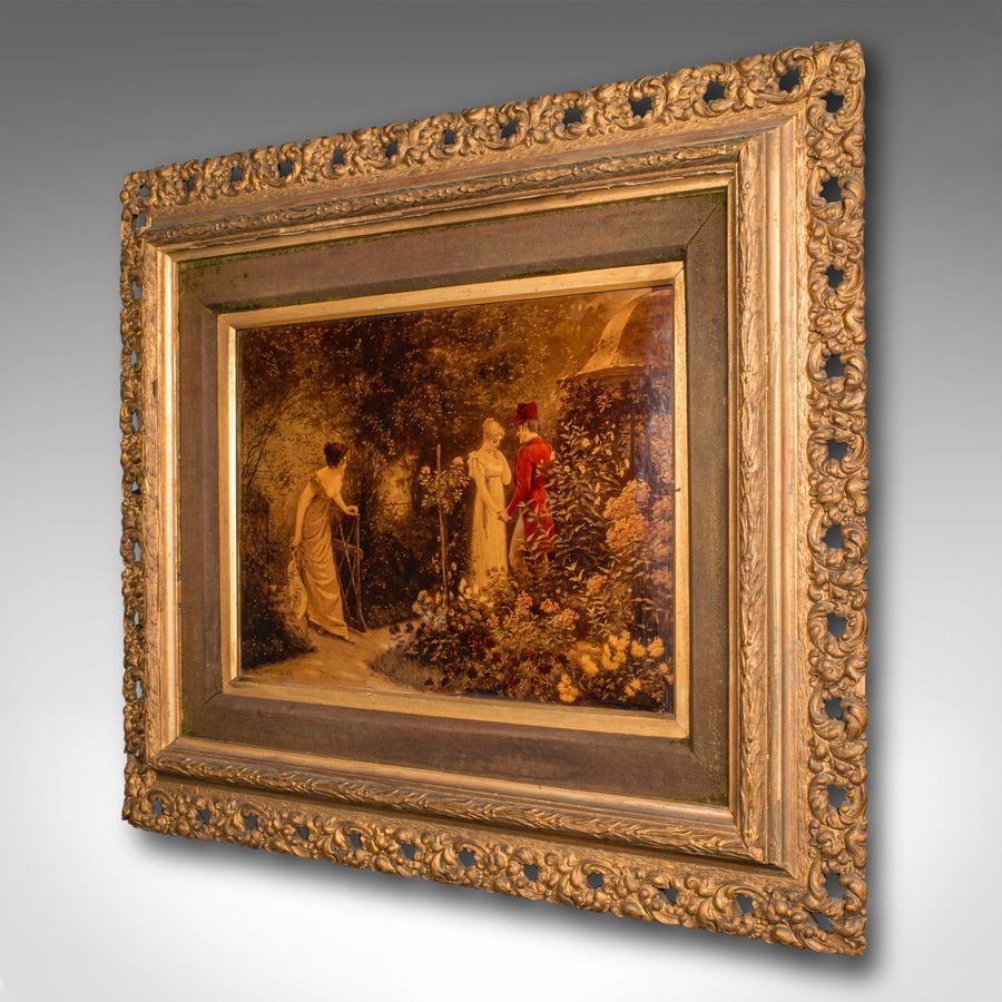 Antique Antique Framed Crystoleum Picture, English, Mezzotint Painting, Art, Victorian