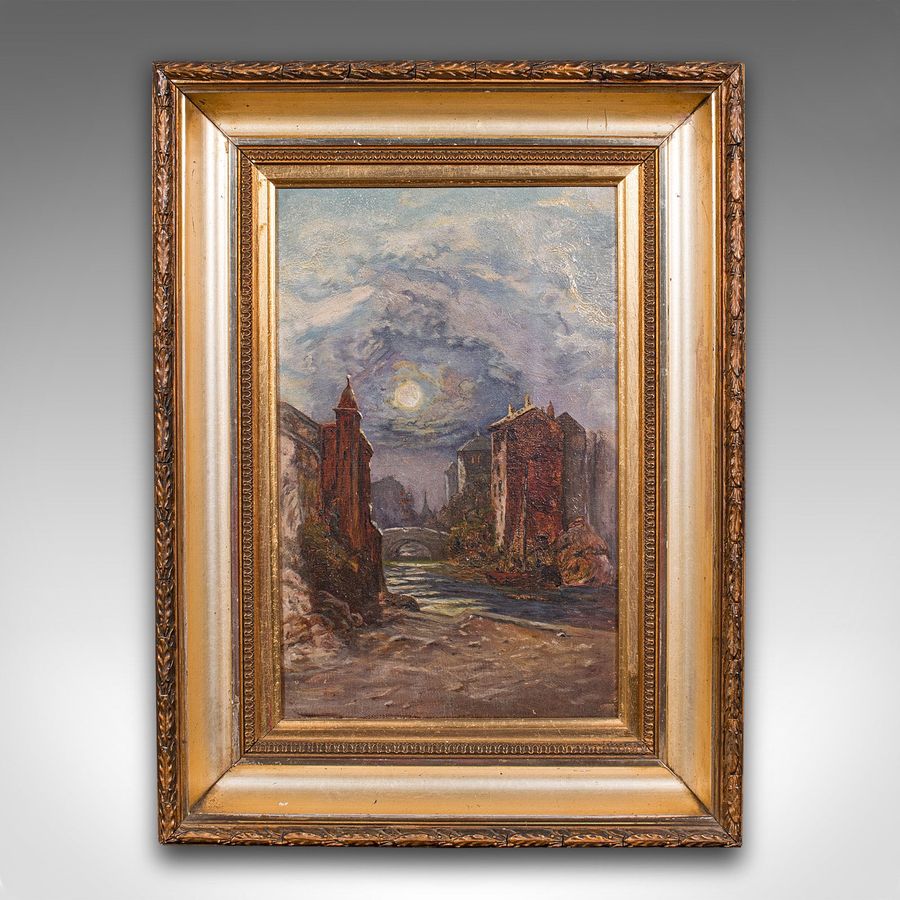 Antique Small Antique Continental School Painting, Framed, Oil on Canvas, Art, C.1920